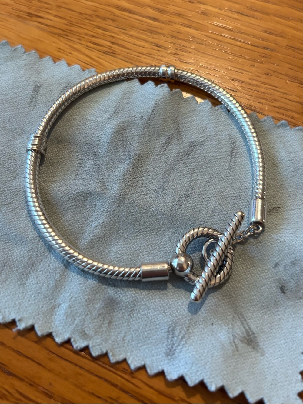 Pandora Sterling Silver Moments T-Bar Snake Chain Bracelet